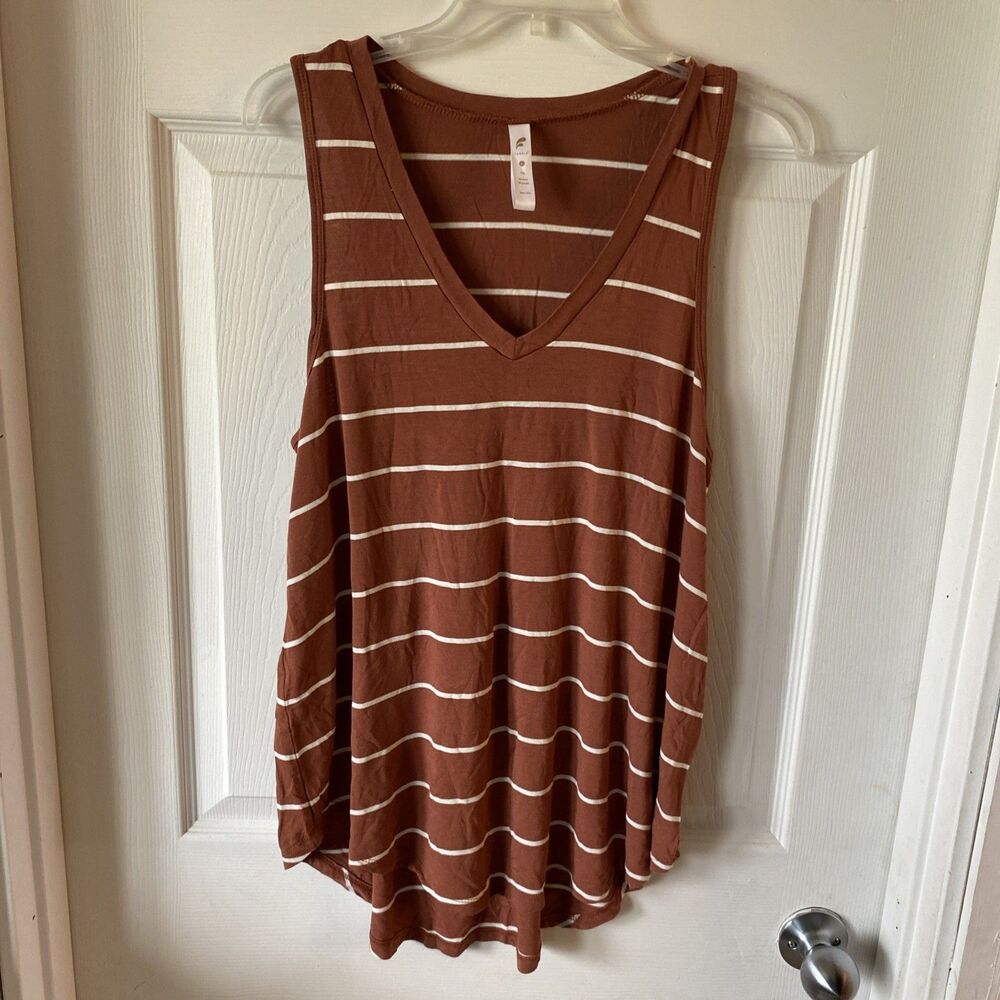 Fornia Tank Top Women’s Size Large Striped V Neck Asymmetrical